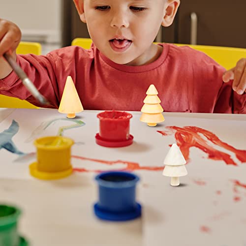 TEHAUX Unfinished Wood Christmas Tree 9pcs Wooden Christmas Trees to Paint Blank Wooden Peg Dolls Xmas Tree DIY Crafts Wooden Puppet Blank Figurines TEHAUX