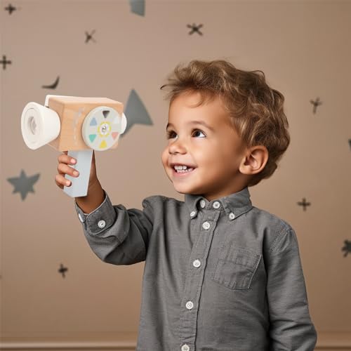 Wooden Mini Pretend Video Camera Toy for Toddlers 1 2 3 Years Old, Christmas Birthday Gifts Photographed Props for Boys Girls Children Kids WoodenEdu
