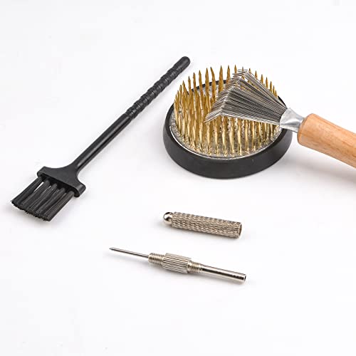 WANDIC Flower Frog Set, 4 Pcs Ikebana Tools Round Flower Holder & Needle Straightening Tool & Cleaning Brushes for Floral Arrangement Art WANDIC