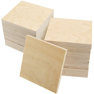 SINJEUN 30 Pack 4 Inch Unfinished Wood Square, 1/4 Inch Thick Wood Discs Blank Wood Square, Wooden Cutouts for Crafts, DIY Projects, Door Hangers,