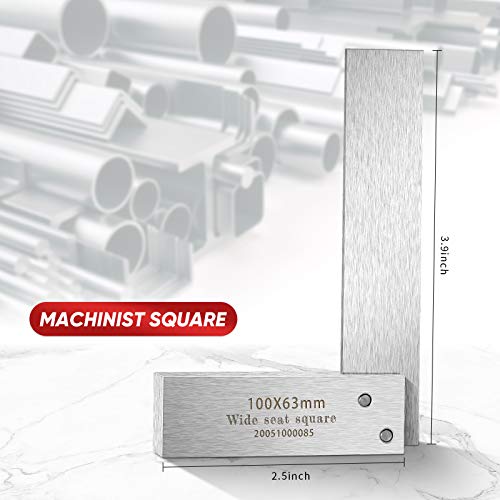 Engineer Square Machinist Square Set Mechanical Steel High Precision Square Woodworking Wide Base Square Tool Wide Sitting Angle Square L-type Weewooday