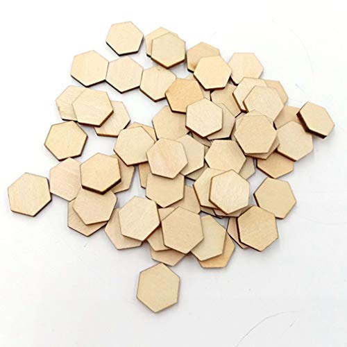 EXCEART 200Pcs 15MM Wooden Pieces Hexagon Wood Shape Unfinished Hexagon Cutout Shapes DIY Craft Project Ornaments Decorations EXCEART