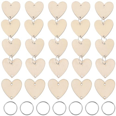 Amosfun Family Birthday Wooden Reminder Calendar Board Wall Hanging Plaque Board Wood Heart Tags with 50 PCS Iron Loops for Wedding Birthday