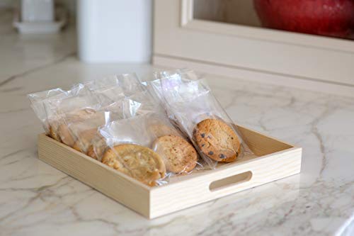 Wooden Living - Wood Tray/Wooden Trays | Square Serving Boxes with Handles - Unfinished & Small | for Montessori Materials, Crafts to Paint, Kids, Wooden Living