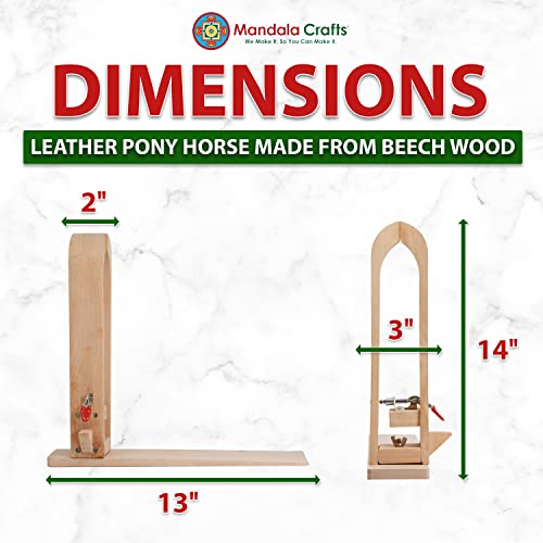 Mandala Crafts Leather Pony for Hand Leather Sewing Lacing - Leather Stitching Pony Kit Leathercraft Leather Clamp - DIY Desktop Leatherworking Tool Mandala Crafts