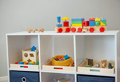 Wooden Living - Wood Tray/Wooden Trays | Square Serving Boxes with Handles - Unfinished & Small | for Montessori Materials, Crafts to Paint, Kids, Wooden Living