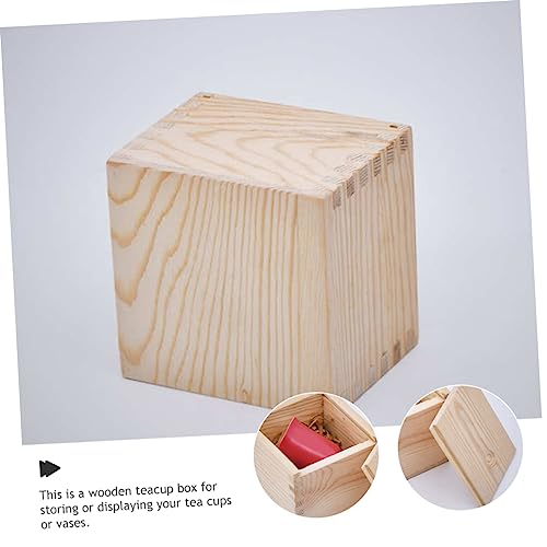 TEHAUX Box Gift Packaging Wooden Box Wood Crates Wooden Crate Jewelry Organizer Tray Unfinished Wooden Storage Square Vases for Flowers Wooden Vase TEHAUX