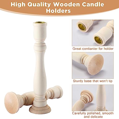 Tanlade 16 Pcs Wooden Candle Holders Set for Pillar Candles Farmhouse Unfinished Wood Boho Candle Sticks Holder Rustic Candlestick Holder Stand for Tanlade