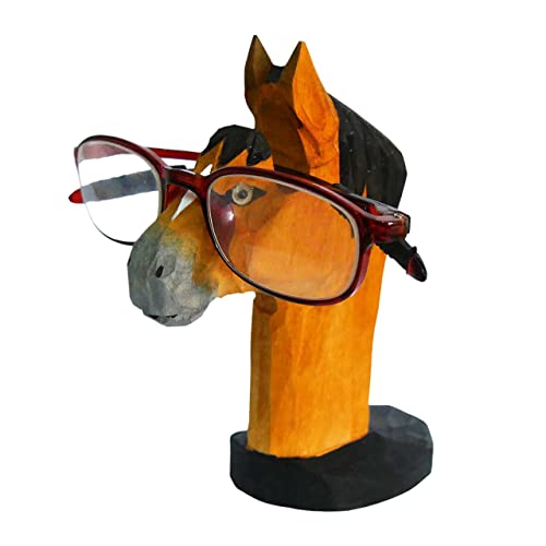 Red Dollar Handmade Wood Carved Animal Eyeglass Holder, Cute Sunglasses Display Stand, Nightstand Home Office Desk Decor, Christmas Holiday New Year