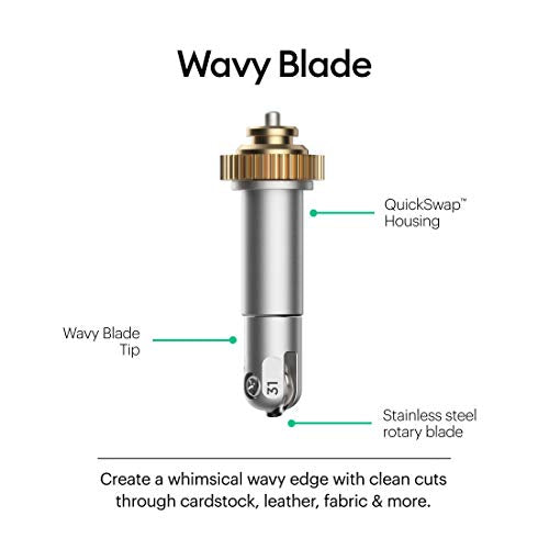 Cricut Wavy Blade + QuickSwap Housing, Stainless Steel Rotary Blade, 2 mm Length / 0.8 mm Height, Cuts Vinyl, Iron-On, and More, For DIY Crafts, Cricut