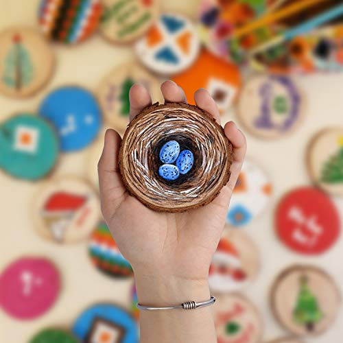 Fuyit Wood Slices 30 Pcs 2.0-2.4 Inches Craft Wood kit Unfinished Predrilled Tree Slices with Hole, Wooden Circles for Arts and Crafts Christmas Fuyit