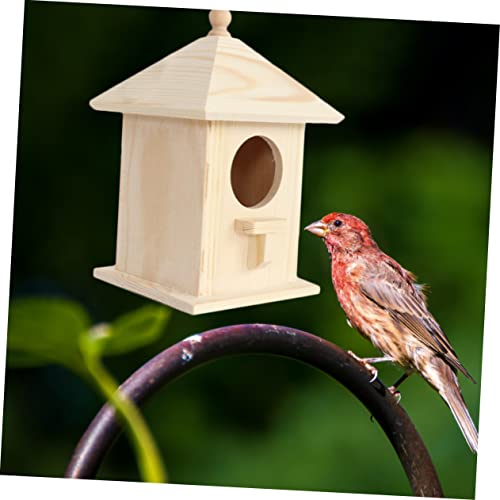 BESPORTBLE Bird Nest Wood Birds Cages Bird Houses for Outside Wooden Garden Bird Shelter Small Bird Hanging Bird Unfinished Wood Birdhouse BESPORTBLE