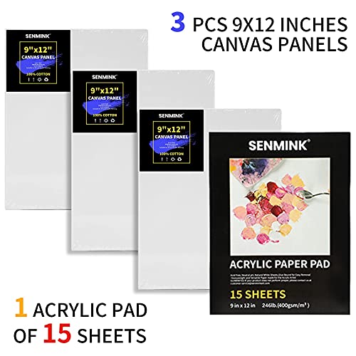 69 Pcs Artists Painting Set with Wood Box Easel,48×12ML Acrylic Painting Set, Canvas 9x12 inches, Wood Palette, Palette Knife Art Supplies, Paint Set Senmink
