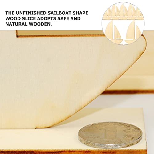 EXCEART 10 Pcs Unfinished Wooden Sailboat Models Nautical Wood Cutouts Nautical Ocean Theme Sailboat Decor for Home School DIY Crafts Projects EXCEART