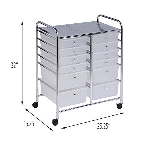Honey-Can-Do Rolling Storage Cart and Organizer with 12 Plastic Drawers Honey-Can-Do