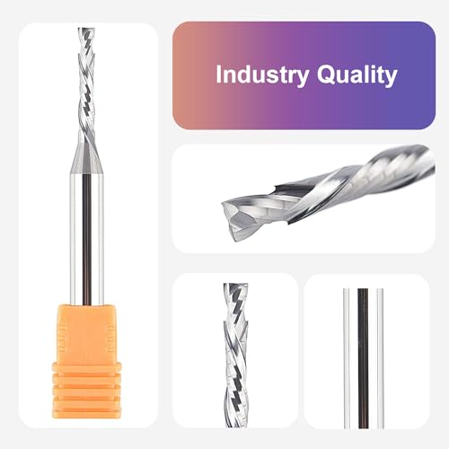 SpeTool Spiral Router Bits Up&Down Compression Bit 1/8 inch Cutting Diameter, 1/4 inch Shank HRC55 Solid Carbide CNC End Mill for Wood Carving SpeTool