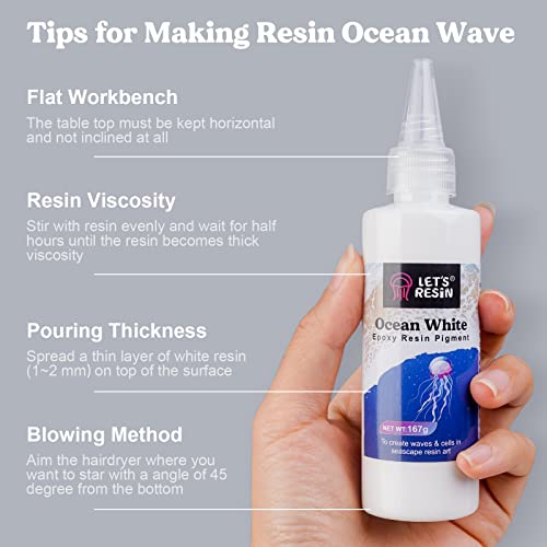 LET'S RESIN Ocean White Epoxy Resin Pigment 167g/5.89oz, High Concentrated Pigment Paste for Epoxy Resin & UV Resin, UV Resistant Opaque Pigment for LET'S RESIN