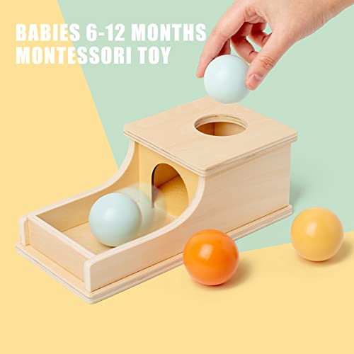 Busy edition Montessori Toys Object Permanence Box Soft Sound Wooden Color Baby Ball Drop Play for 6 Month 1 2 3 Year Old Toddlers Infant Early Age Busy edition