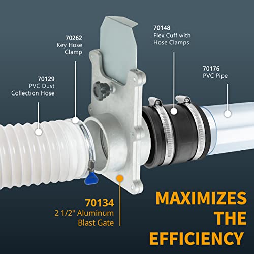 POWERTEC 70134-P2 2-1/2-Inch Aluminum Blast Gate for Dust Collector, Dust Collection Fittings - 2 PK POWERTEC