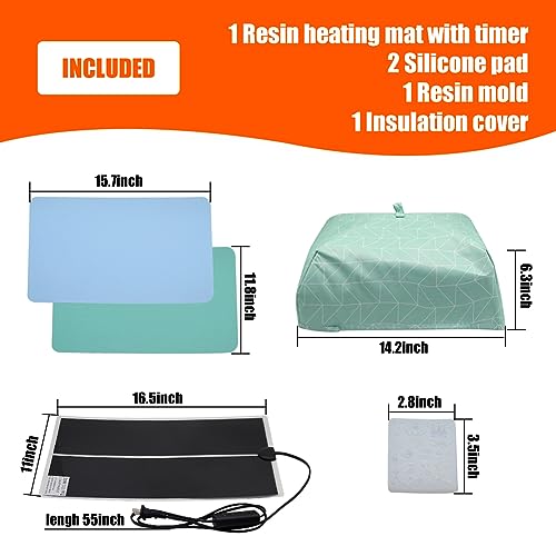 Resin Heating Pad Kit with Timer and Lid, Resin Curing Mat, Heat Pad for Silicone Mold, Epoxy Resin Dryer Mat Suitable for Keychain, Jewelry, DIY APlayfulBee