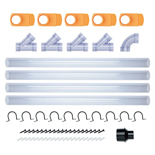POWERTEC 70304 2-1/2” Dust Collection Fittings Network w/Reducer, Blast Gates, Pipes, 90-Degree Elbow Connector, Y-fittings, Mounting Brackets POWERTEC