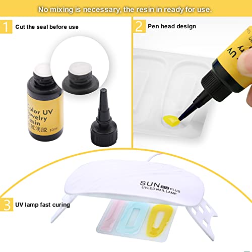 DIYcraft Colored UV Resin - 24Colors (M-24Colors) UV Light Curing Ultraviolet Cure Resin Glue for Small UV Resin Molds, Jewelry Making - DIYcraft