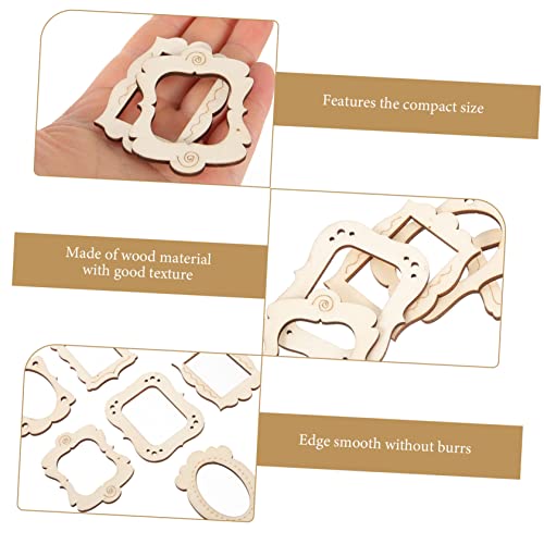 KALLORY 20pcs Small Photo Frame Unfinished Wood Slices Craft Necklace Pendant Unfinished Photo Frames Wood Frames for Crafts Scrapbooking Picture KALLORY