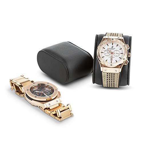 Glenor Co Large 12 Slot Wooden Watch Box For Men - Modern Luxury Case with Gold Buckle & Legs - Glass Display Storage - Mens Organizer - Black Glenor Co