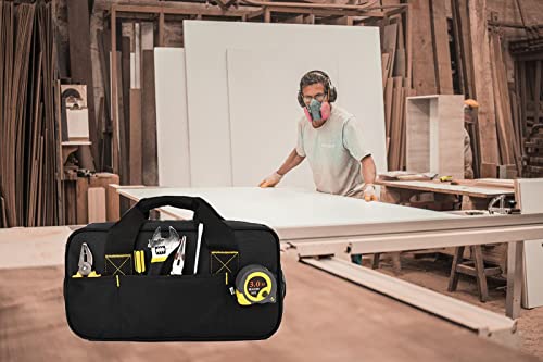 FASTECH 14 Inch Small Tool Bag,Wide Mouth Tool Tote Bag,Waterproof Tool Organizer Bag,Electricians Repairman Tools Tote Bag Double Fabric Storage Bag FASTECH