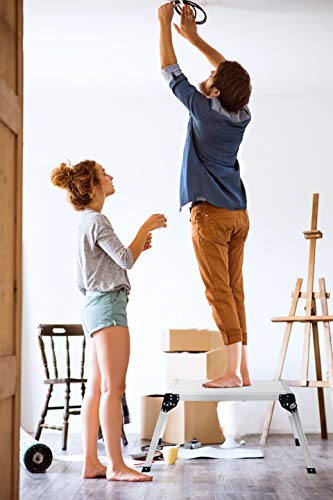 LEADALLWAY Work Platform 30"x12"Step Ladder Heavy Duty Foldable Aluminum Platform 330 LBS Capacity LEADALLWAY