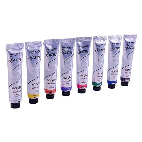 Mont Marte Premium Satin Acrylic Intro Set, 8 Piece, 0.6oz (18ml) Tubes, Semi-Matte Finish, Suitable for Most Surfaces Mont Marte