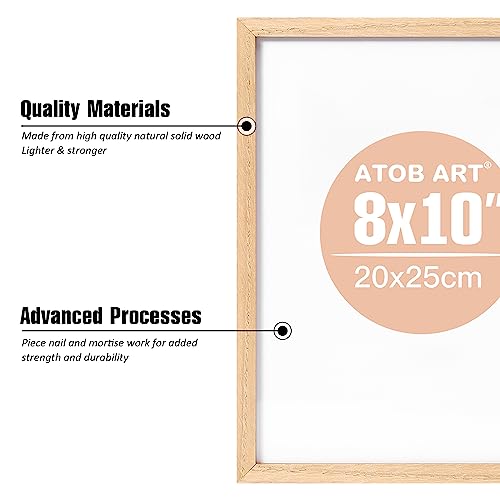 ATOBART 8x10 OAK Natural Wood Photo Frame,3 Pack Picture Frames Real Glass front Wall Hanging Gallery for Wall and Tabletop Display (OAK, 8x10,set of ATOBART