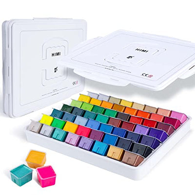 HIMI Gouache Paint Set, 56 Colors x 30g Unique Jelly Cup Design in a Carrying Case Perfect for Artists, Gouache Opaque Art Supplies for