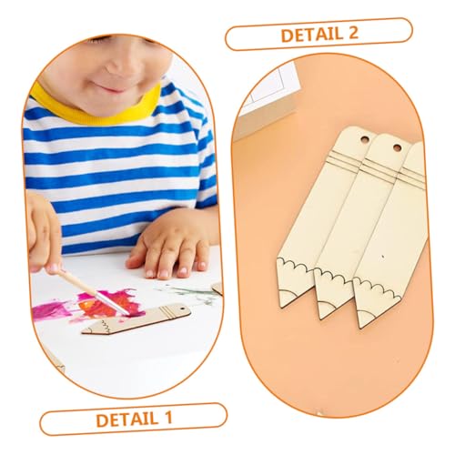 Tofficu 10pcs Wooden Blank Pencil Shaped Bookmark Tag Bookmarks Unpainted Wood Bookmark Hollow Bookmark for DIY Unpainted Unfinished DIY Bookmark DIY Tofficu
