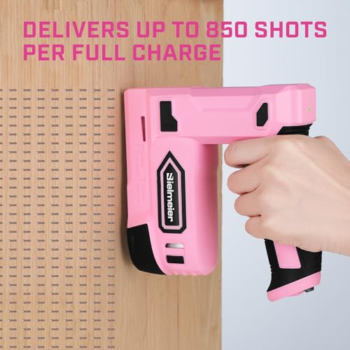 Bielmeier Pink Cordless Staple Gun, 2-in-1 Nail Gun Battery Powered with 2600Pcs Staples and Nails, 4V Brad Nailer Tacker Electric Stapler for BIELMEIER