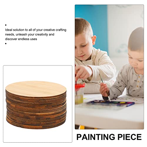 Operitacx 15pcs Round Bamboo Unfinished Wood Circle Unfinished Round Discs Spring Wooden Cutout Unfinished Bamboo Chips Christmas Toys Kid Toys Operitacx