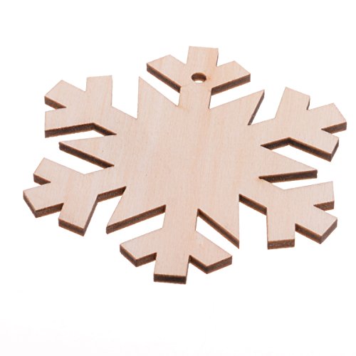 Christmas Wooden Crafts Hanging Ornaments Christmas Tree Decoration Unfinished Wood Cutouts for DIY Blank Slices to Paint (50PCs Snowflake Style) YEEQIN