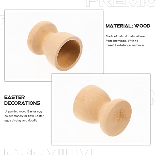 Kisangel 12pcs Unfinished Wood Easter Egg Stand Wooden Egg Cup Holders Wooden Egg Stands for Display(Wooden Egg Tray) Kisangel