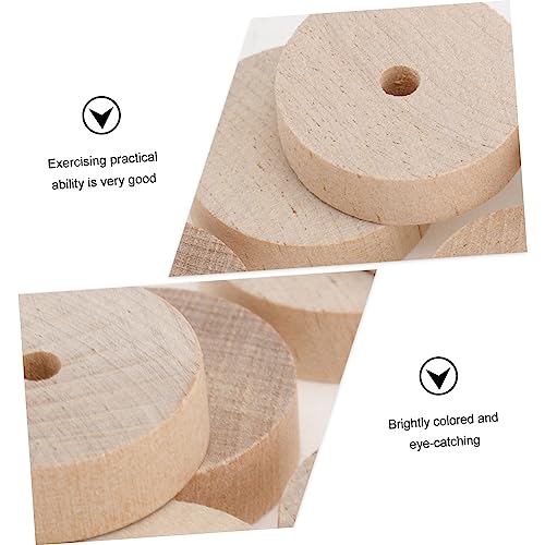 EXCEART 60 Pcs Log Wheel Wood Steering Wheel Toy Model Building Kits Unfinished Wood Wheels 1/4 Dowel Rod Children DIY Toys Dowels Car Accesories EXCEART