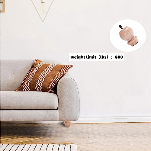 Txcucc 3 inch Furniture Legs Unfinhsed Bun Feet DIY Replacement for Cabinet Sofa Ottoman TV Stand Loveseat Dresser Set of 4 Txcucc