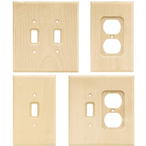Franklin Brass Wood Square Wall Plate, Unfinished Wood Single Switch Cover Switch Cover, 1-Pack, W10393V-UN-C Franklin Brass