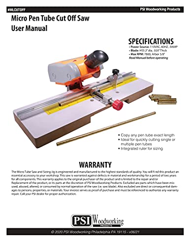 Penn State Industries MLCUTOFF Pen Tube Micro Cutoff Saw with Jig, Orange/Grey/White Penn State Industries