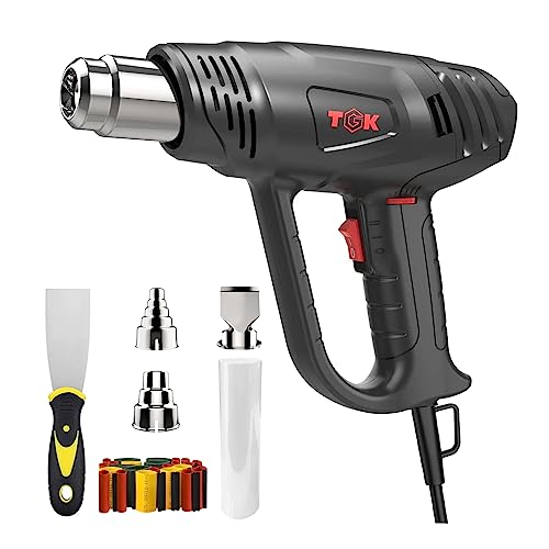 Heat Gun, TGK® 1800W Heavy Duty Hot Air Gun Kit 122℉~1202℉ Dual Temperature Settings with 6 Attachments Overload Protection for Crafts, Shrink TGK
