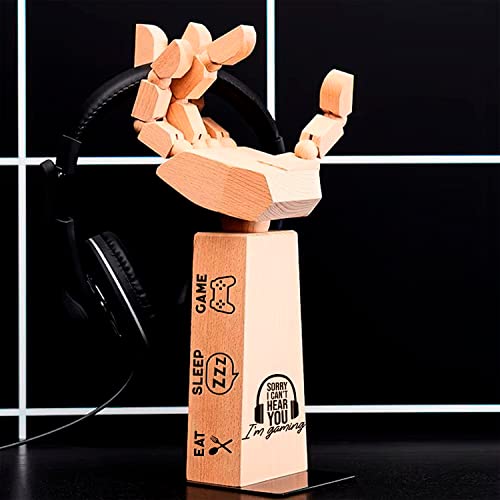 HNEEDS Signature Custom Laser Engraved beech wood Headset Stand & Game Controller Holder: The Perfect Gaming Accessory And Gift For Gamers 1,2,3 Or 4 HNEEDS