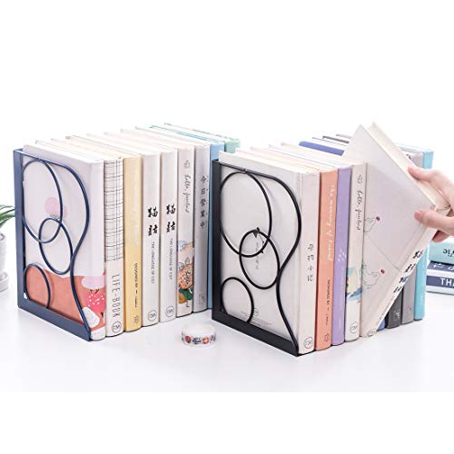 JIARI Adjustable Bookends Metal Book Ends Holder Shelf Heavy Duty Nonskid Bookend for Heavy Book (Round Black) JIARI
