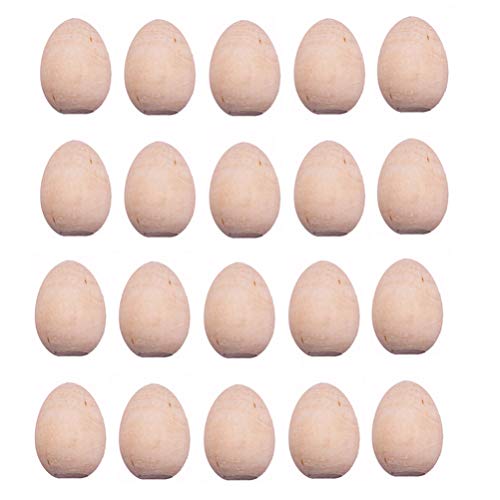 Kisangel 20pcs Unfinished Wood Eggs Smooth Flat Bottom Wooden Easter Craft Eggs for Easter Display Smooth Ready to Paint and Decorate Kisangel