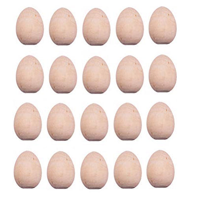 Kisangel 20pcs Unfinished Wood Eggs Smooth Flat Bottom Wooden Easter Craft Eggs for Easter Display Smooth Ready to Paint and Decorate