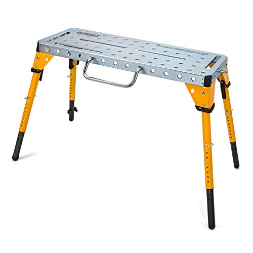 Dewalt Adjustable Height Portable Steel Welding Table and Work Bench, 18 x 46-inch Tabletop, Folding Legs, Carrying Handle, and Cord Minder DEWALT