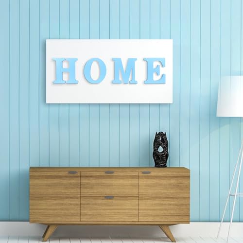 AOCEAN 6 Inch Blue Wood Letters Unfinished Wood Letters for Wall Decor Decorative Standing Letters Slices Sign Board Decoration for Craft Home Party AOCEAN