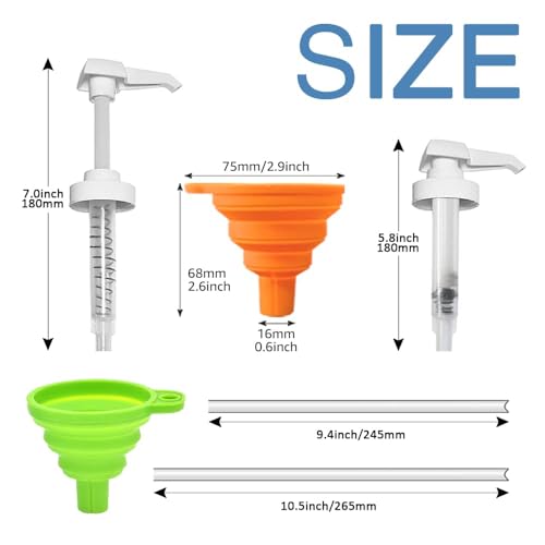 6 Pack Gallon Jug Pump Dispenser 38-400 Syrup Pump for Gallon Jug Dispensing - 7cc Lotion Gallon Shampoo Pump Top Replacement, Fits 1 Gallon Bottle AMORIX